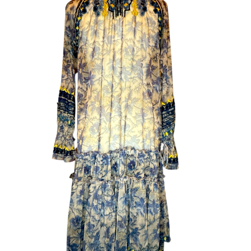 Johnny Was Floral Sheer Embroidered Women's Dress - Picture 2 of 6